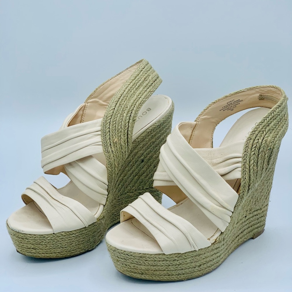 Boutique 9 nude strappy wedge espadrilles.